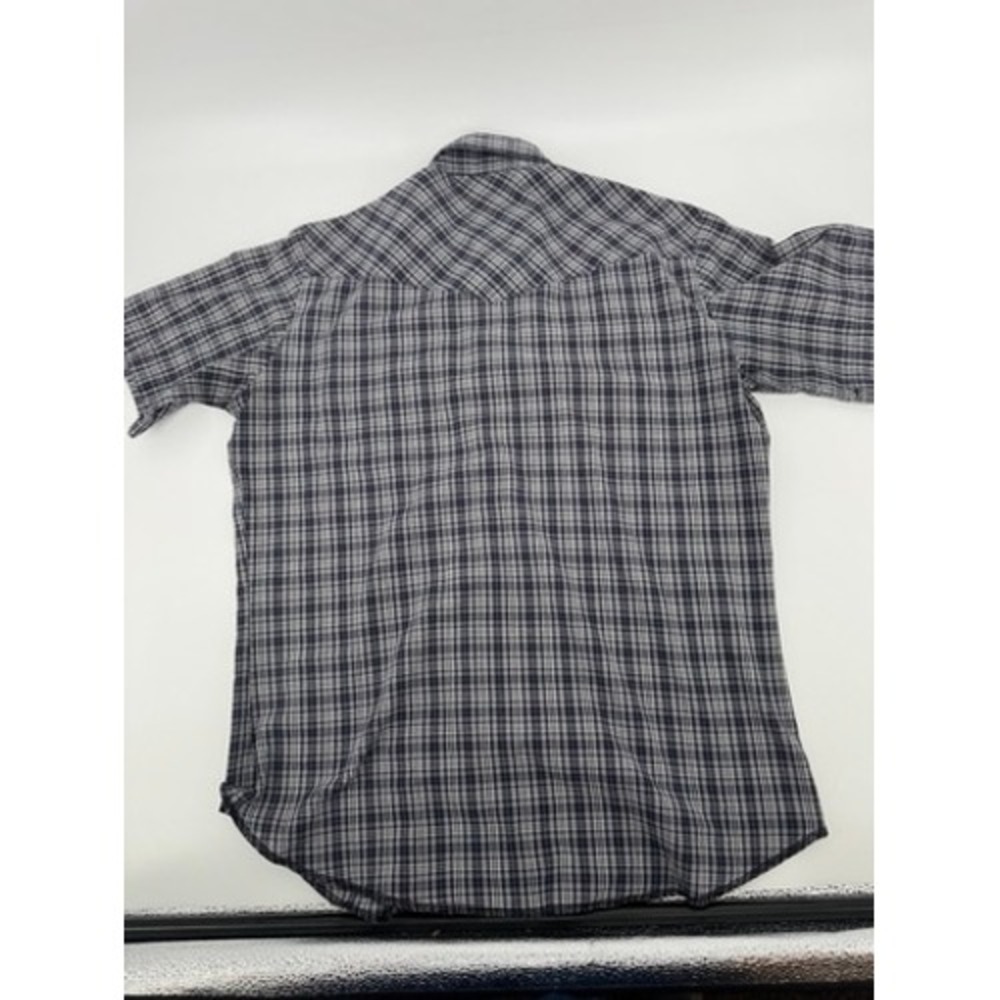 Wrangler Western Shirt Mens M Blue Plaid Laser Cat Embroidery Pearl Snap - Picture 8 of 10